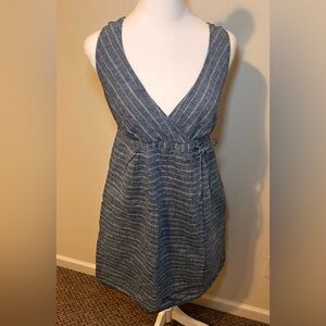 Patagonia Blue Pinstripe V-Neck Sleeveless Dress Casual Summer Travel Size 6